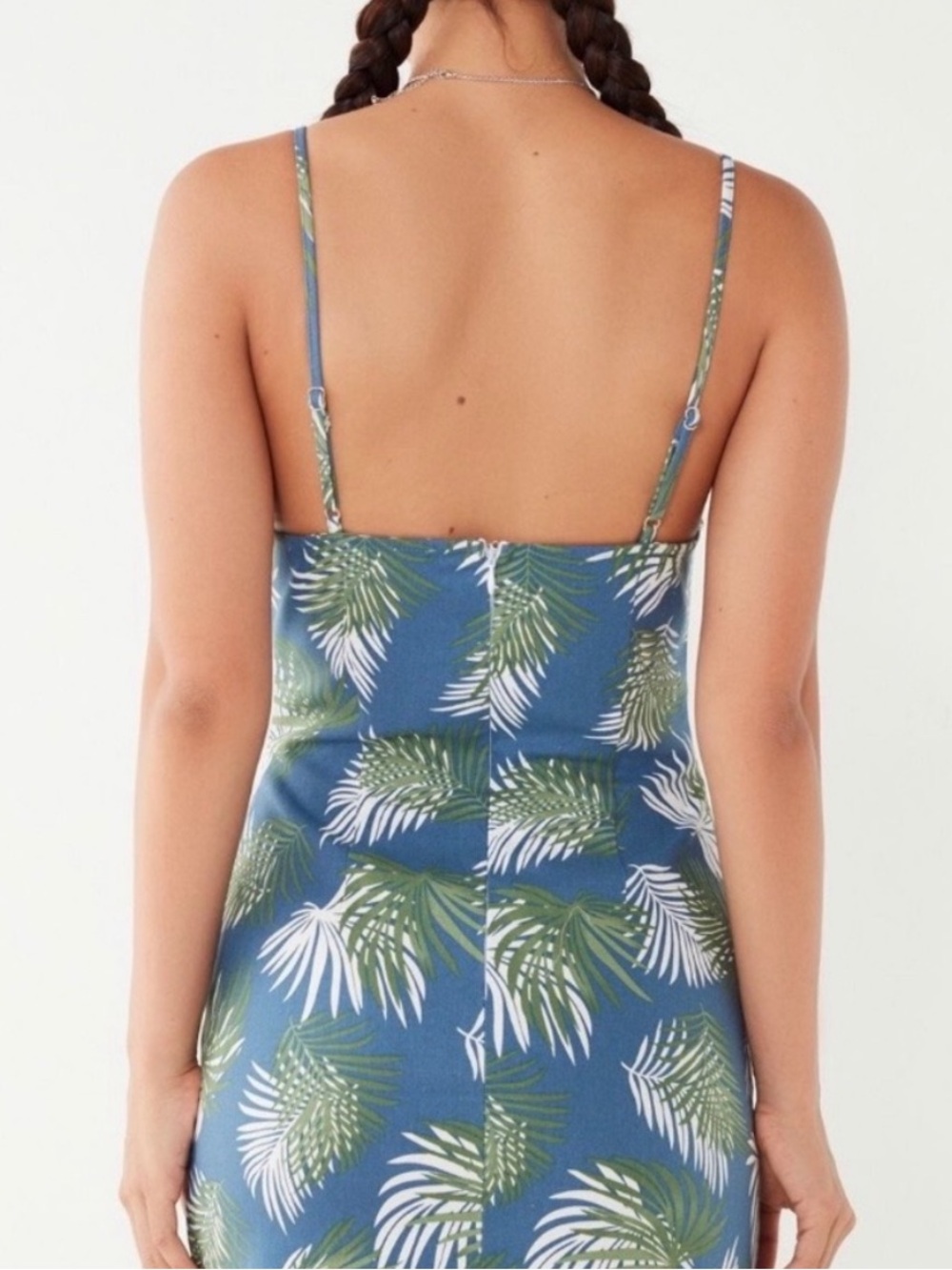 NWT Urban Outfitters Tropical Print Sleeveless Mini Slip Dress Size Large - Picture 2 of 7